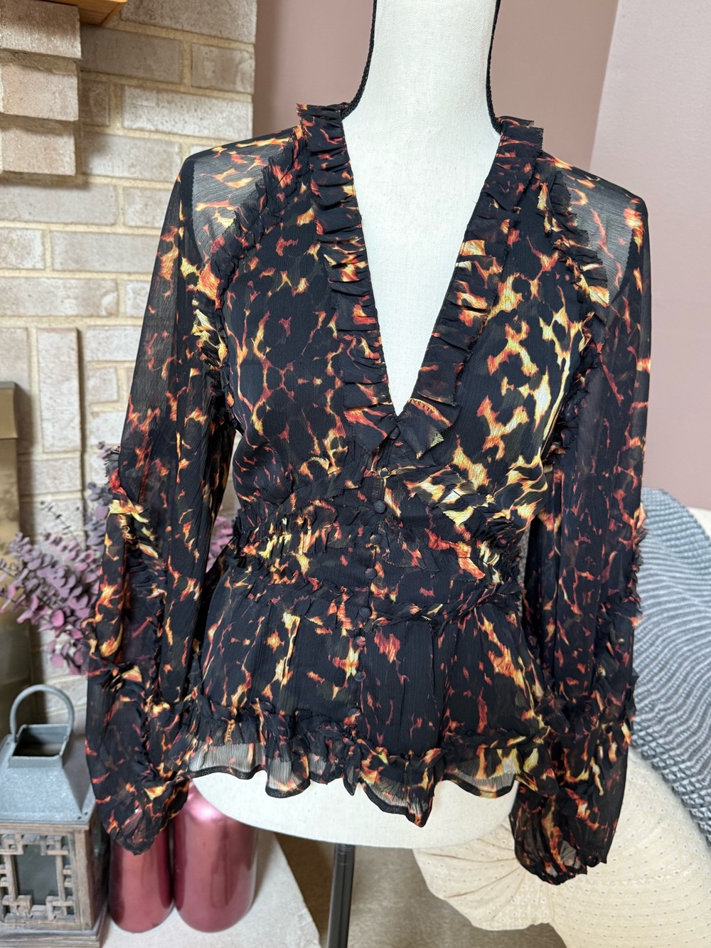 ALLSAINTS Silvie Top - Pardus Flame Brown